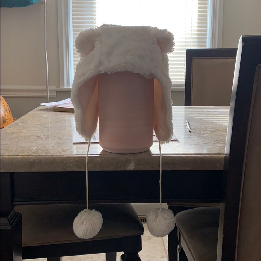 White furry hat
